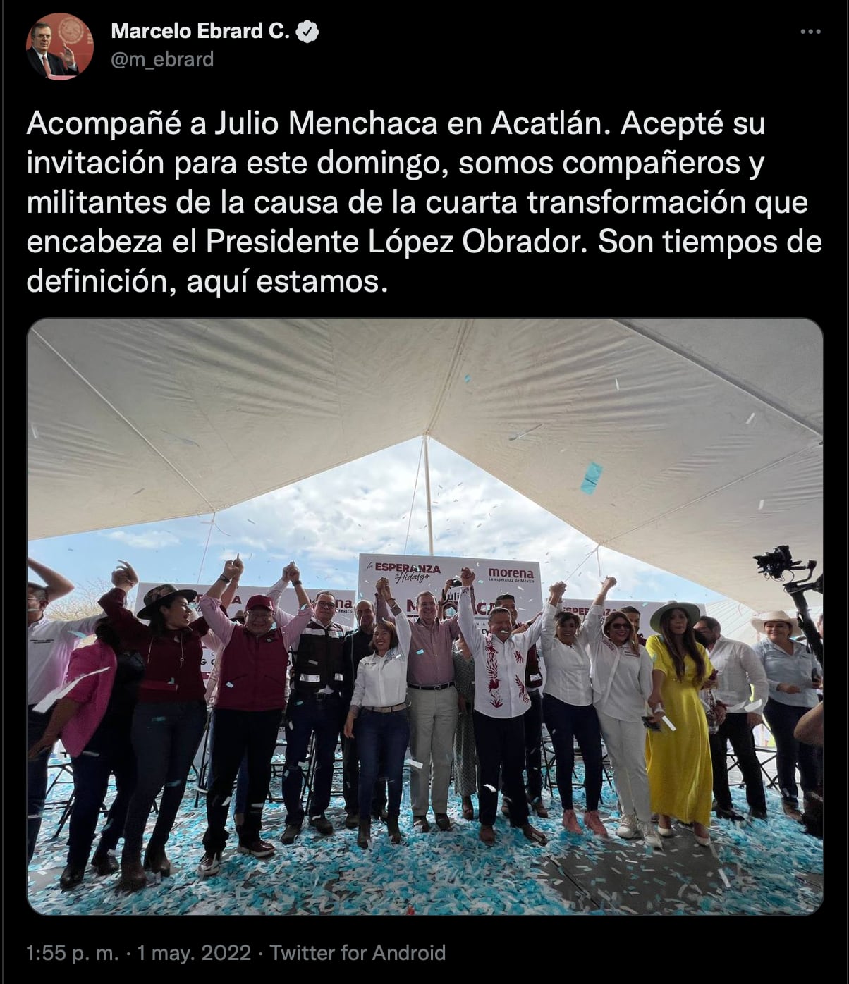 Órgano electoral ordena a Marcelo Ebrard borrar tuits