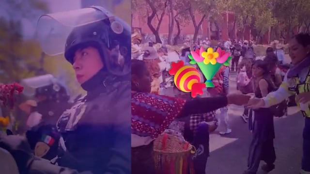 Contingentes regalan dulces y flores a policías durante Marcha del 8 de marzo
