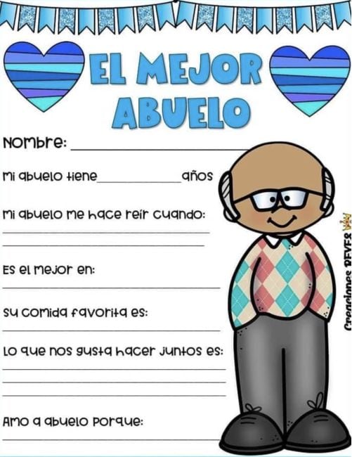 Tarjeta para el Día de los Abuelos para completar 1