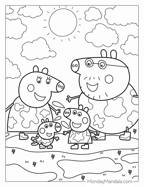 Dibujo de Peppa Pig de vacaciones en la playa