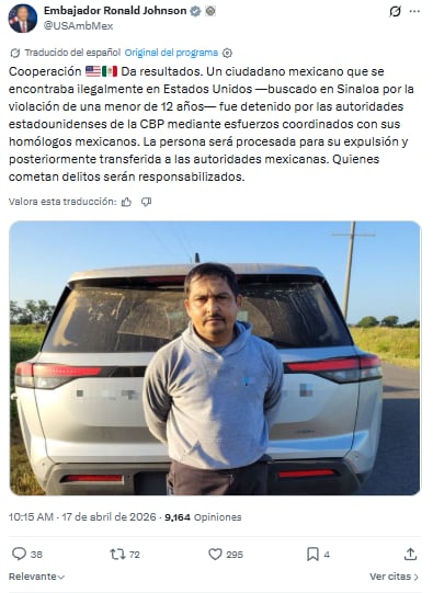 Estados Unidos detiene a mexicano acusado de abuso de menores en Sinaloa