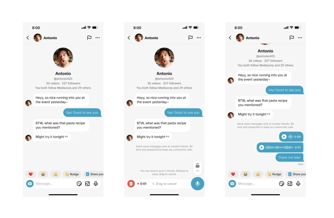 Notas de voz e imágenes en TikTok