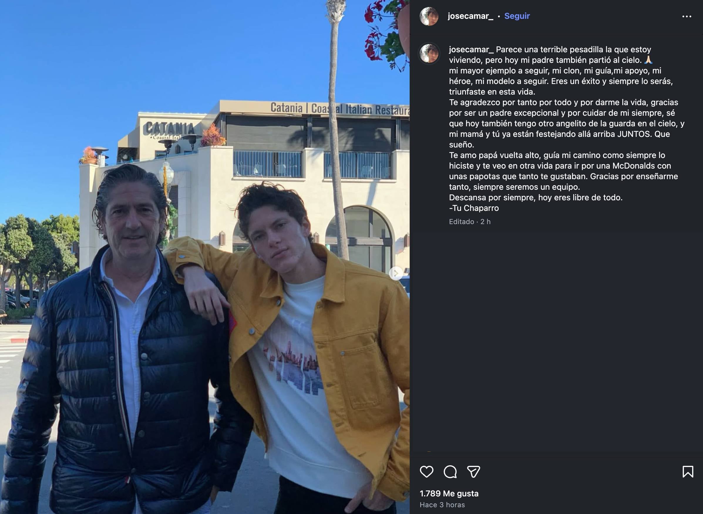 José Camar se despide de su padre, quien murió un día después que su madre