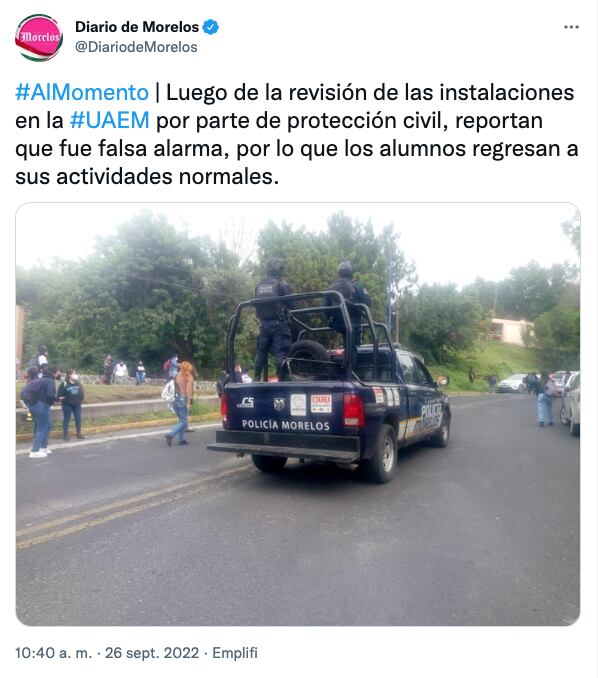 amenaza de bomba en la UAEM de Cuernavaca hoy