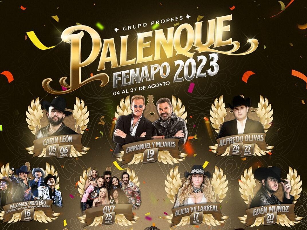 Este es el cartel oficial con los conciertos del Palenque Fenapo 2023