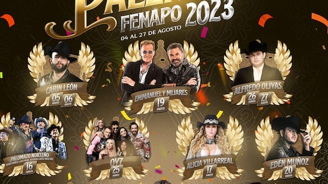 Este es el cartel oficial con los conciertos del Palenque Fenapo 2023