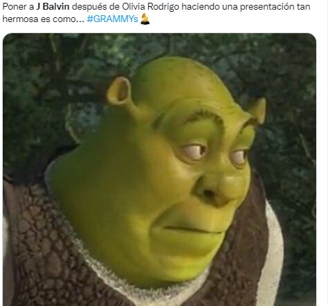 Meme de J Balvin en los premios Grammy 2022.