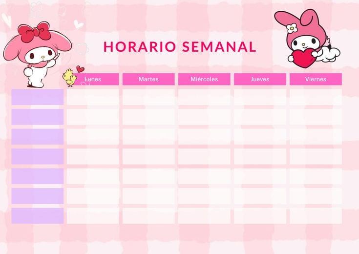 Horario escolar de Hello Kitty para imprimir
