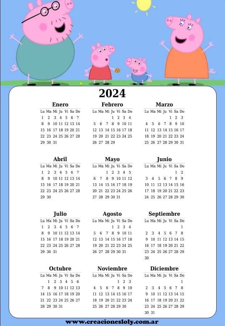 Calendario Peppa Pig 2024