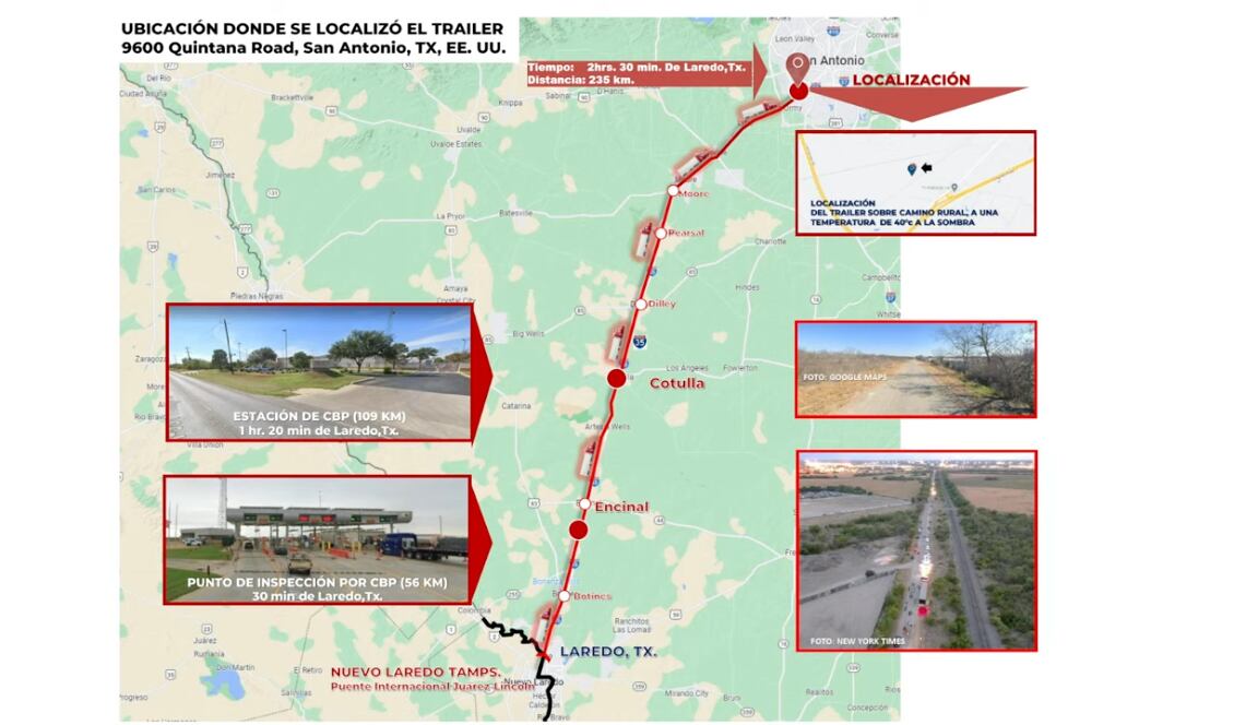 ruta de los puntos de revisión del tráiler de San Antonio, Texas/captura de pantalla