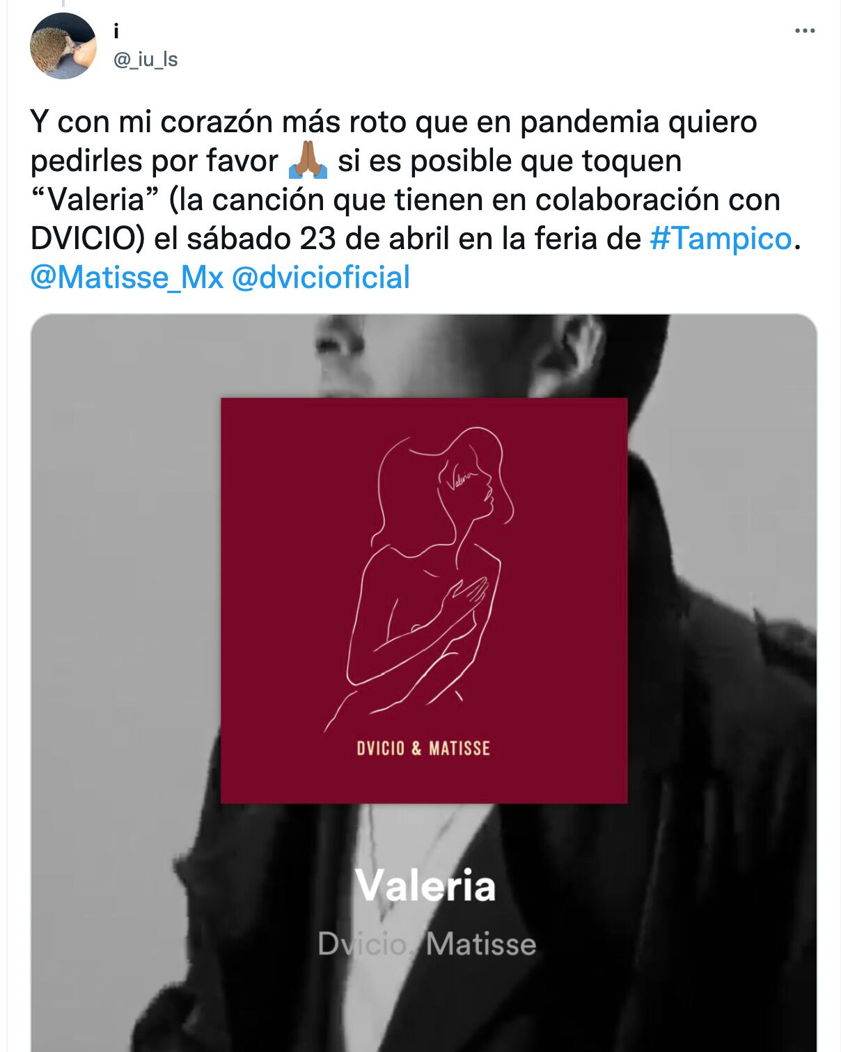 La fan de Matisse les pidió que cantara Valeria