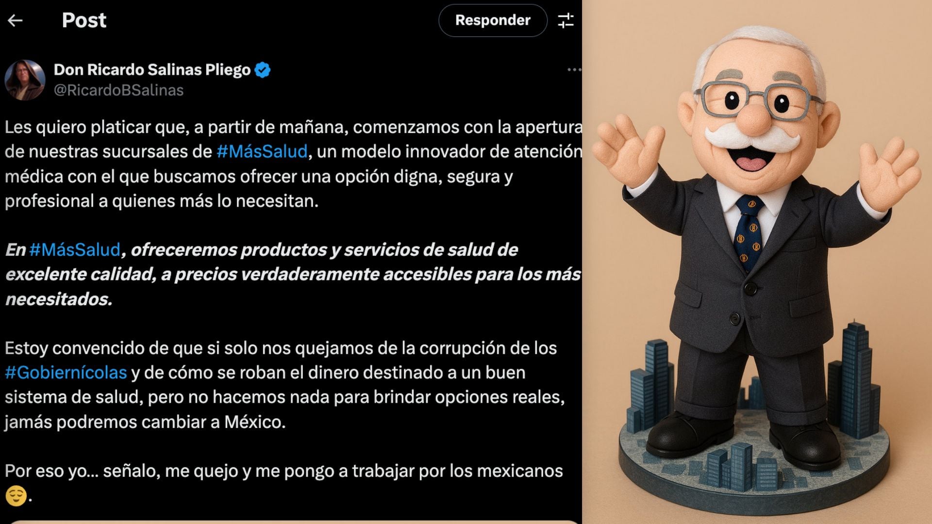Ricardo Salinas Pliego anuncia apertura de "Más Salud", competencia del Dr. Dimi