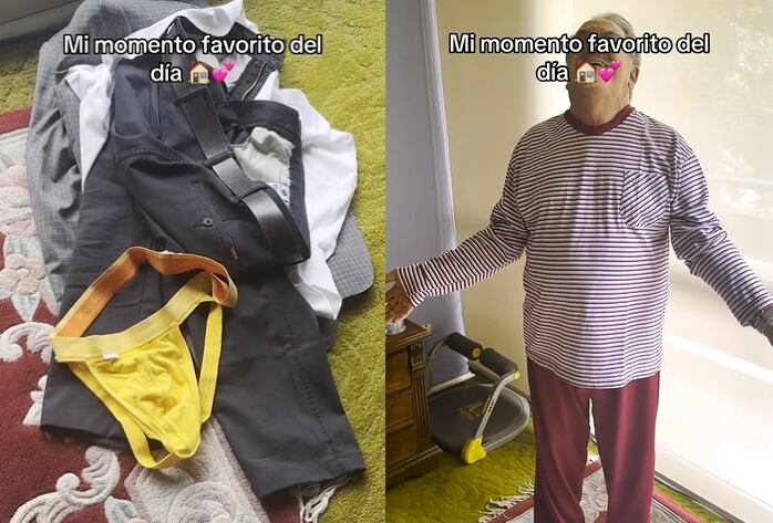 Pedro Sola se desviste en su casa después de un largo día de trabajo