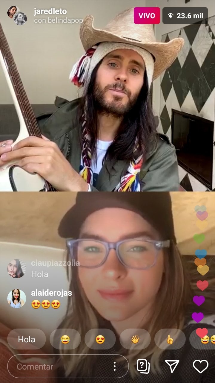Belinda y Jared Leto hablando