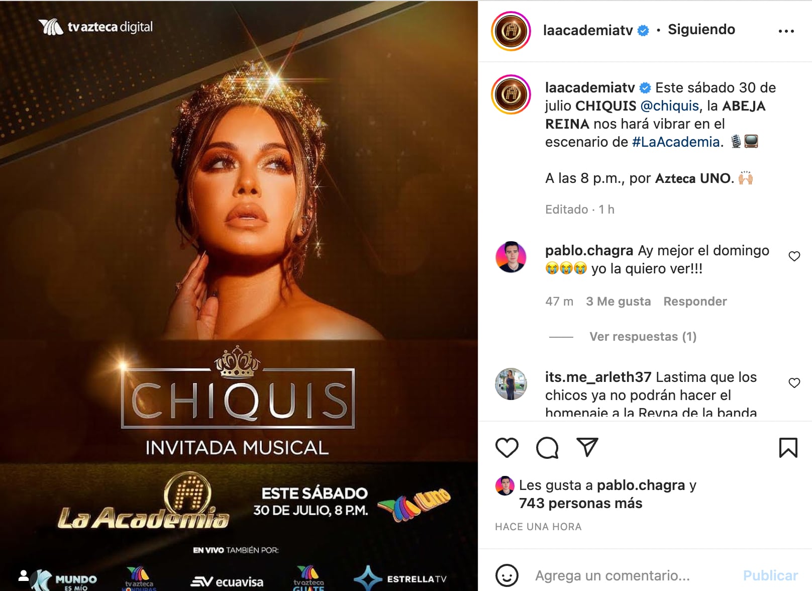 Chiquis Rivera estará en La Academia