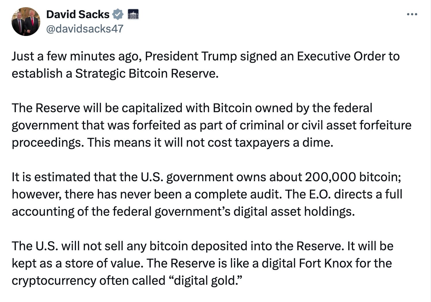 Donald Trump firma orden ejecutiva sobre Bitcoin