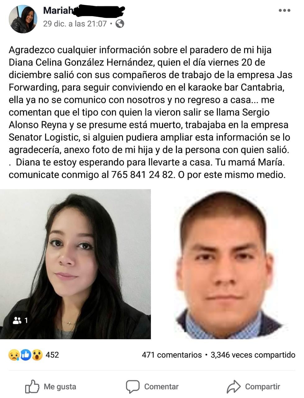 Búsqueda en Facebook de Diana.