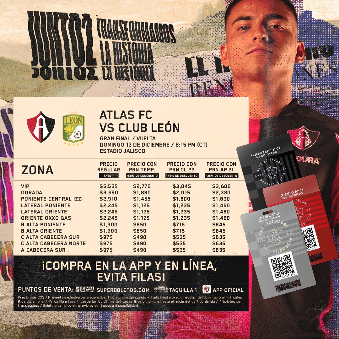 Boletos para Atlas FC vs Club León