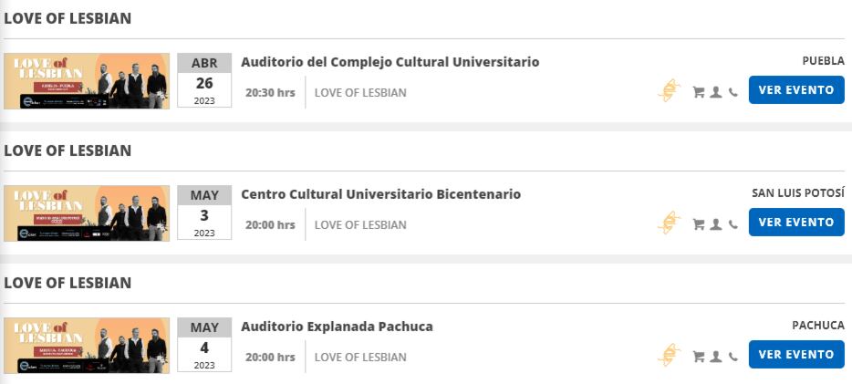 Conciertos de Love of Lesbian en México
