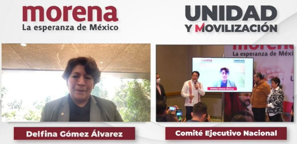 Delfina Gómez recibe la noticia de su candidatura en la chamba