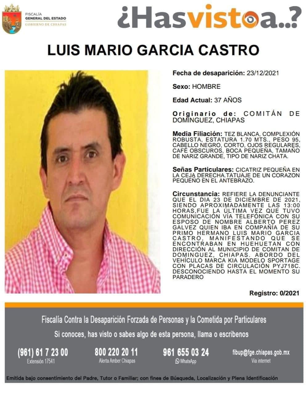 Ficha de búsqueda de Luis Mario