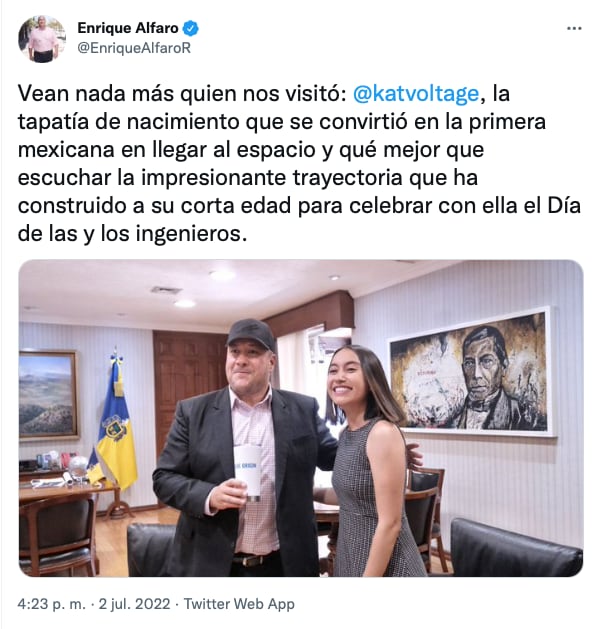 Katya Echazarreta visitó Jalisco para reunirse con Enrique Alfaro/@EnriqueAlfaroR