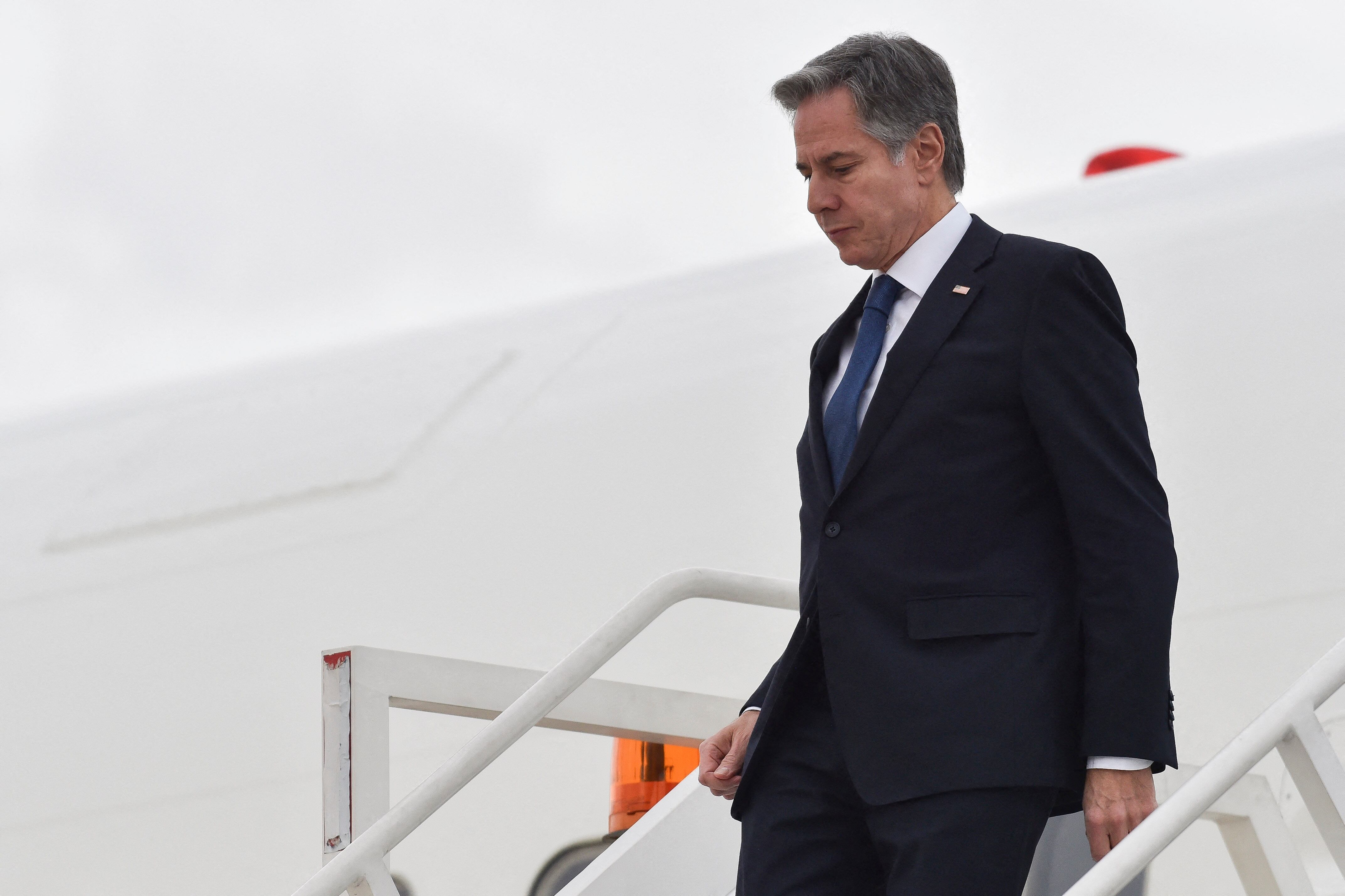 Antony Blinken en su llegada a México