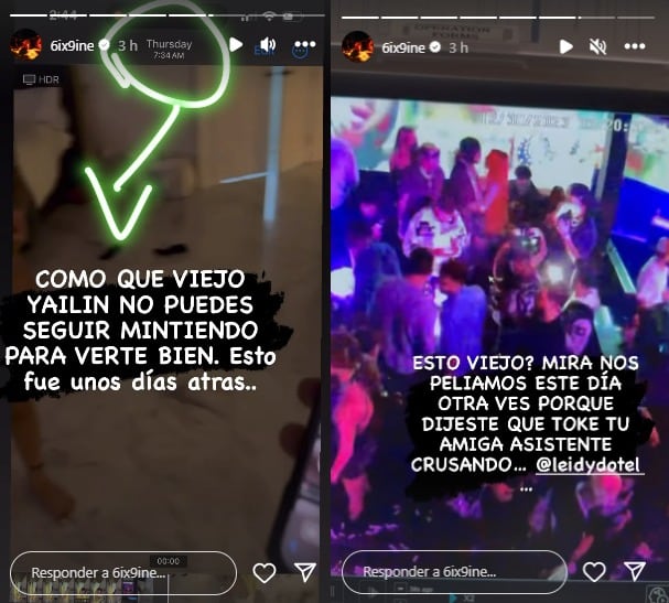 Tekashi 6ix9ine difunde nuevos videos de Yailin La Más Viral siendo violenta con él