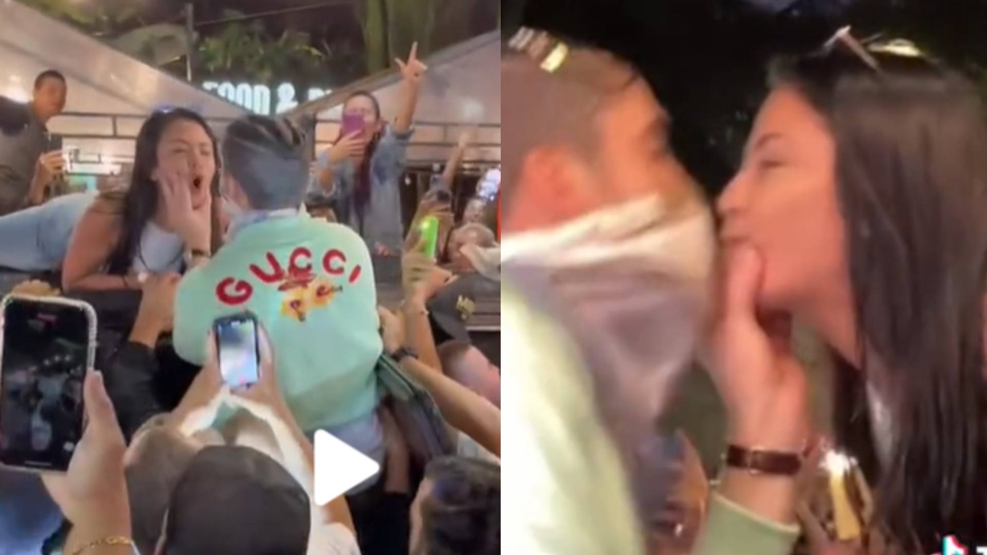 Bad Bunny besa a fan en Medellín, Colombia.