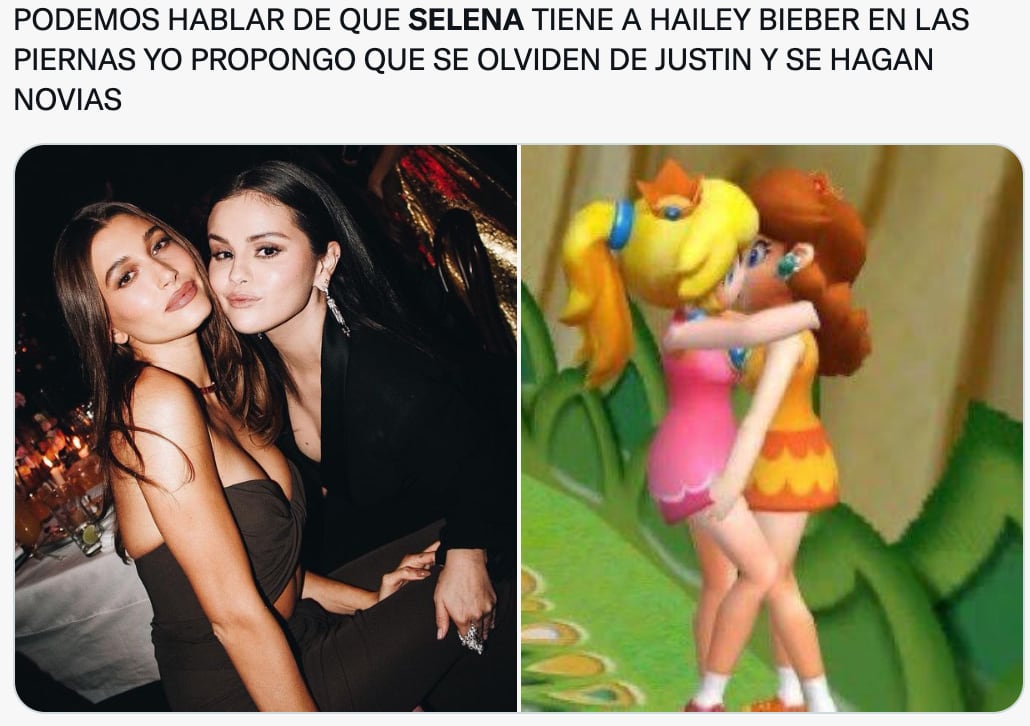 memes de la foto entre Hailey Bieber y Selena Gomez