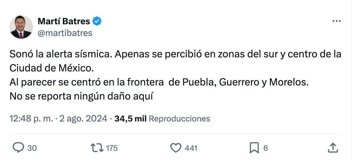 Martí Batres informa sobre alerta sísmica en la CDMX