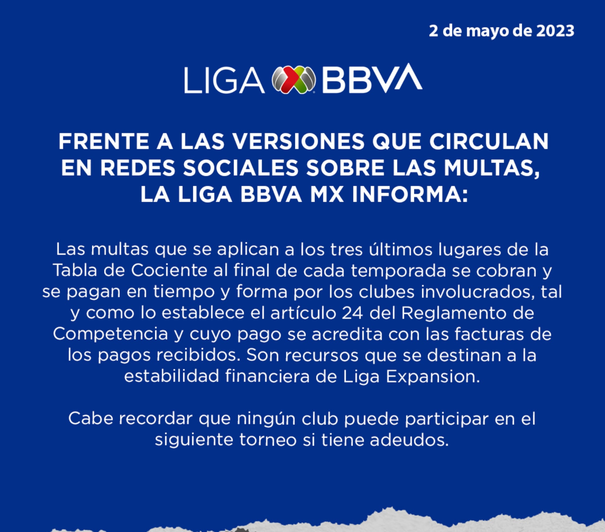 Liga MX sobre multas