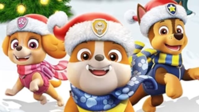 Dibujos de Rubble y sus amigos de Paw Patrol para colorear con temática de Navidad