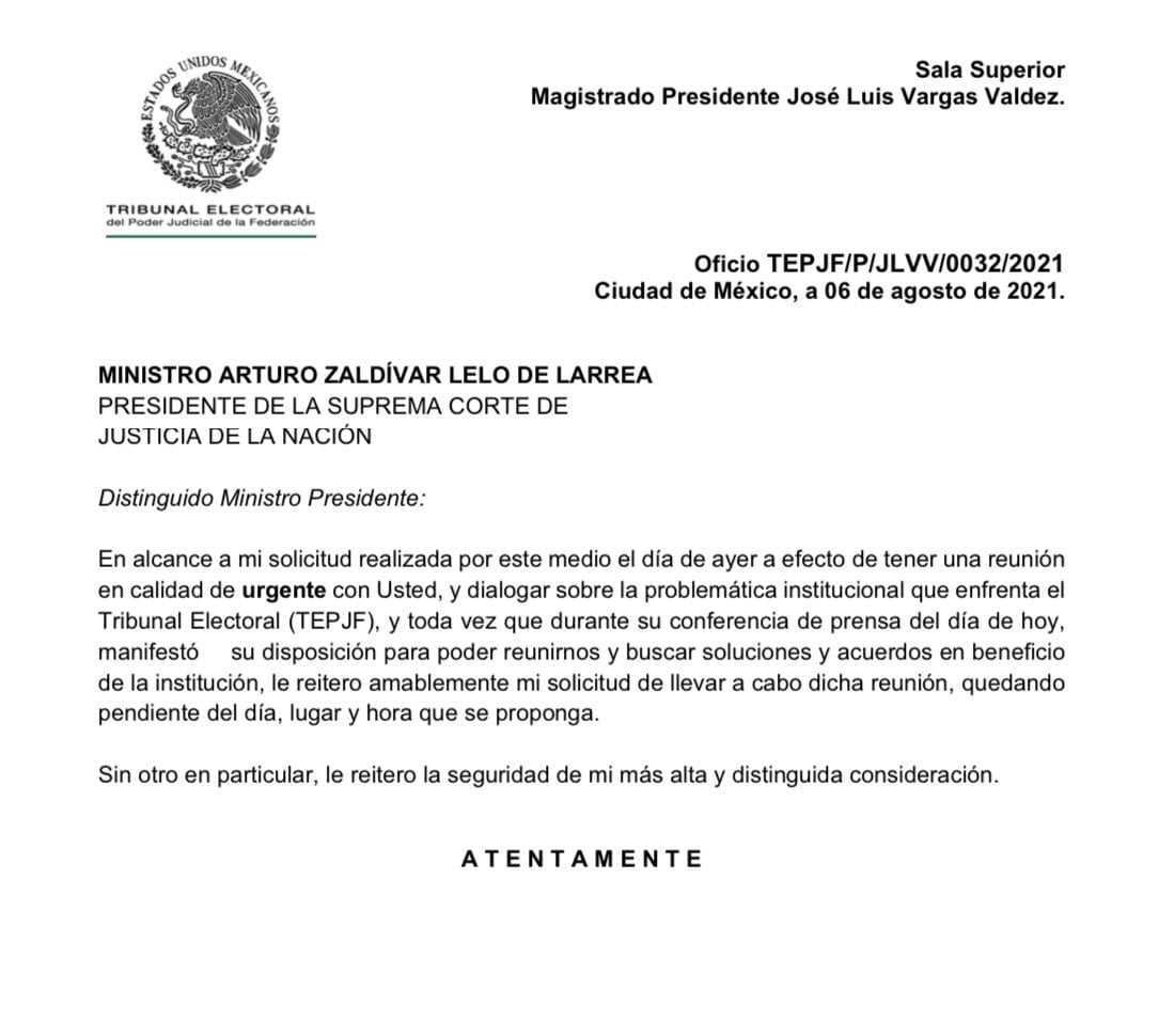 Oficio a Arturo Zaldívar