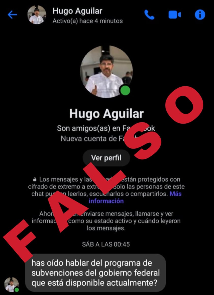 Hugo Aguilar Ortiz denuncia cuenta falsa que pide dinero a su nombre