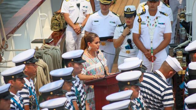 Evelyn Salgado en zarpe del Crucero de Instrucción Tricontinental 2024
