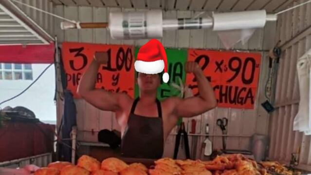 FOTO: ¿Pollo por selfie? Este negocio busca incrementar ventas con ayuda de un musculoso vendedor
