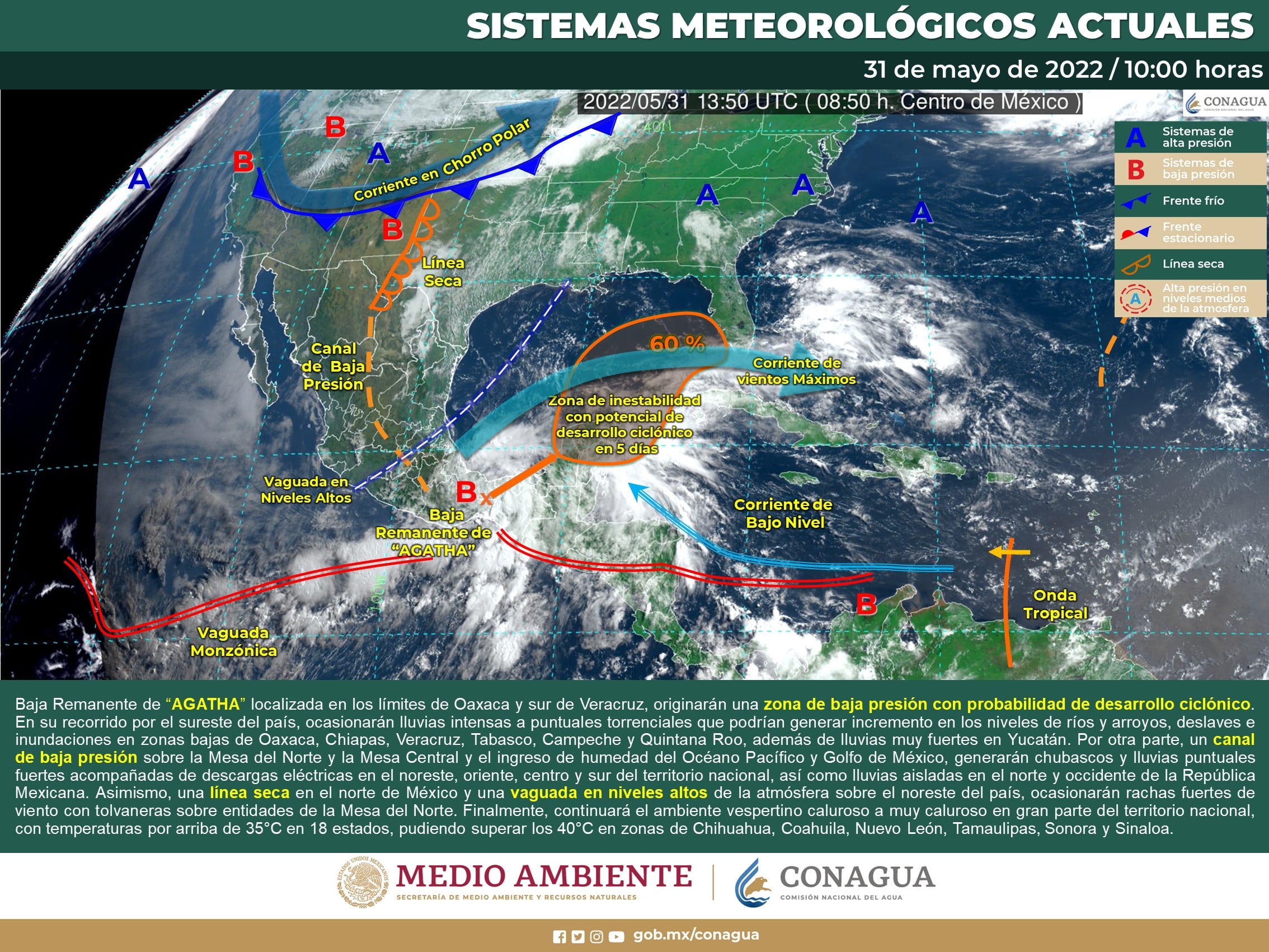 LLuvias por Agatha en 6 estados