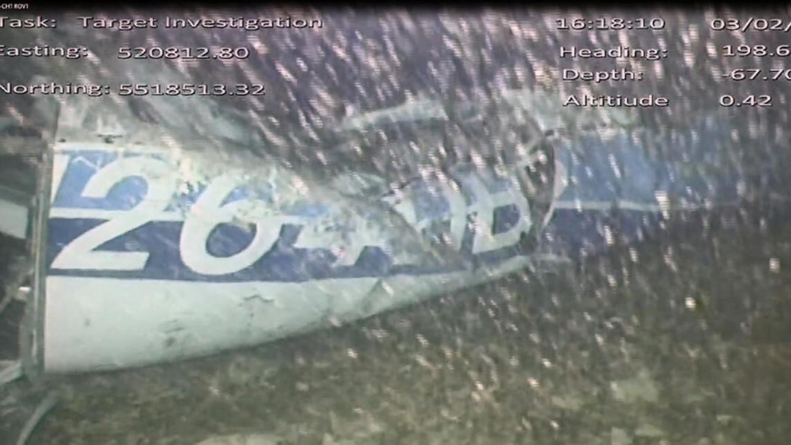 Parte del fuselaje de la avioneta donde viajaba Emiliano Sala