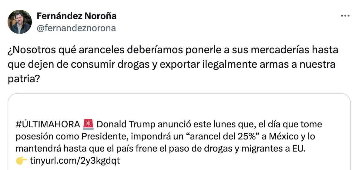 Noroña se lanza contra Donald Trump