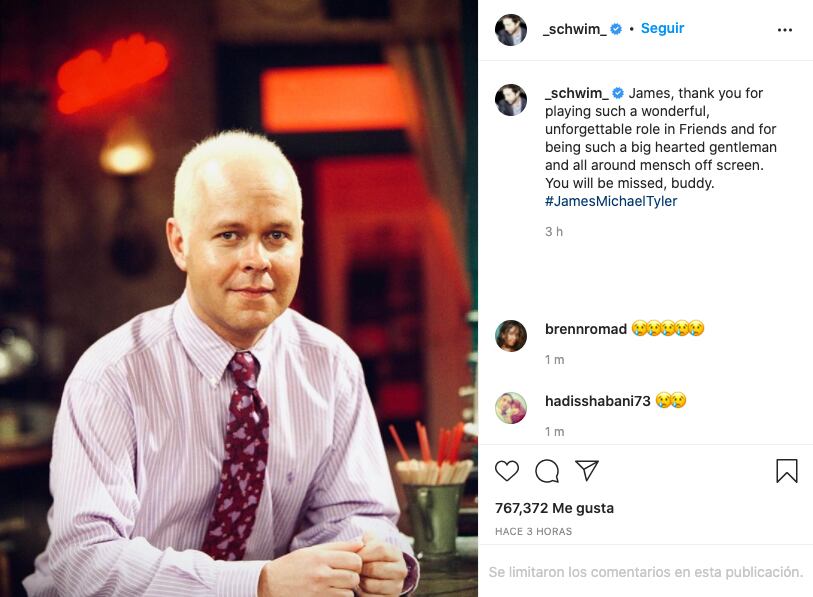 David Schwimmer se despide de James Michael Tyler