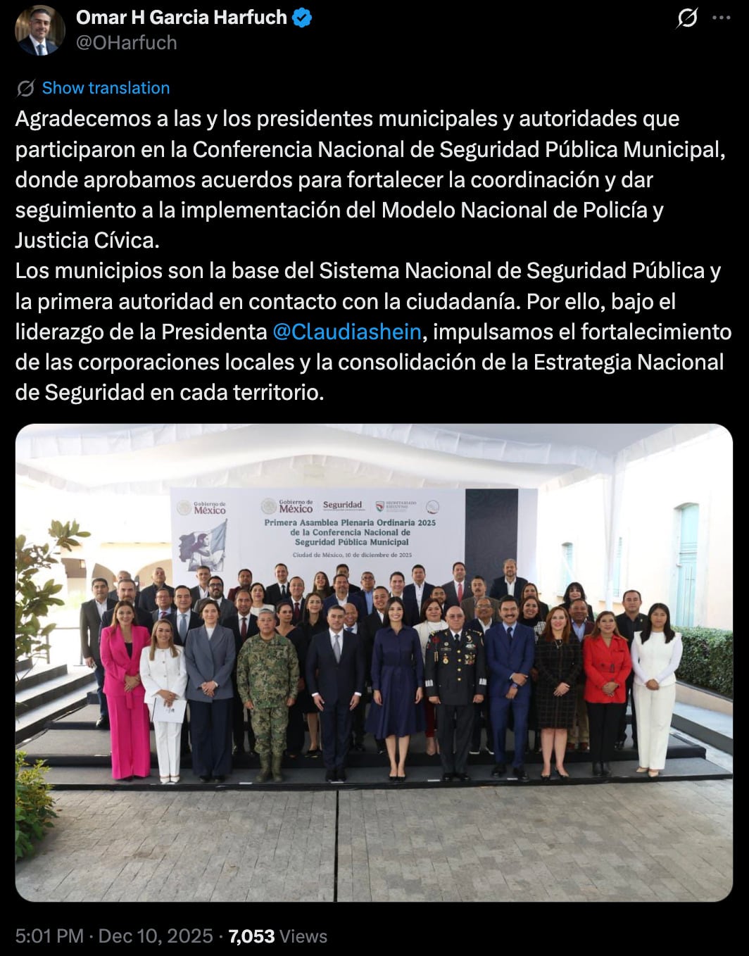 Harfuch sostuvo reuniones con Adrián de la Garza, Geraldine Ponce y otros ediles en la Conferencia de Seguridad