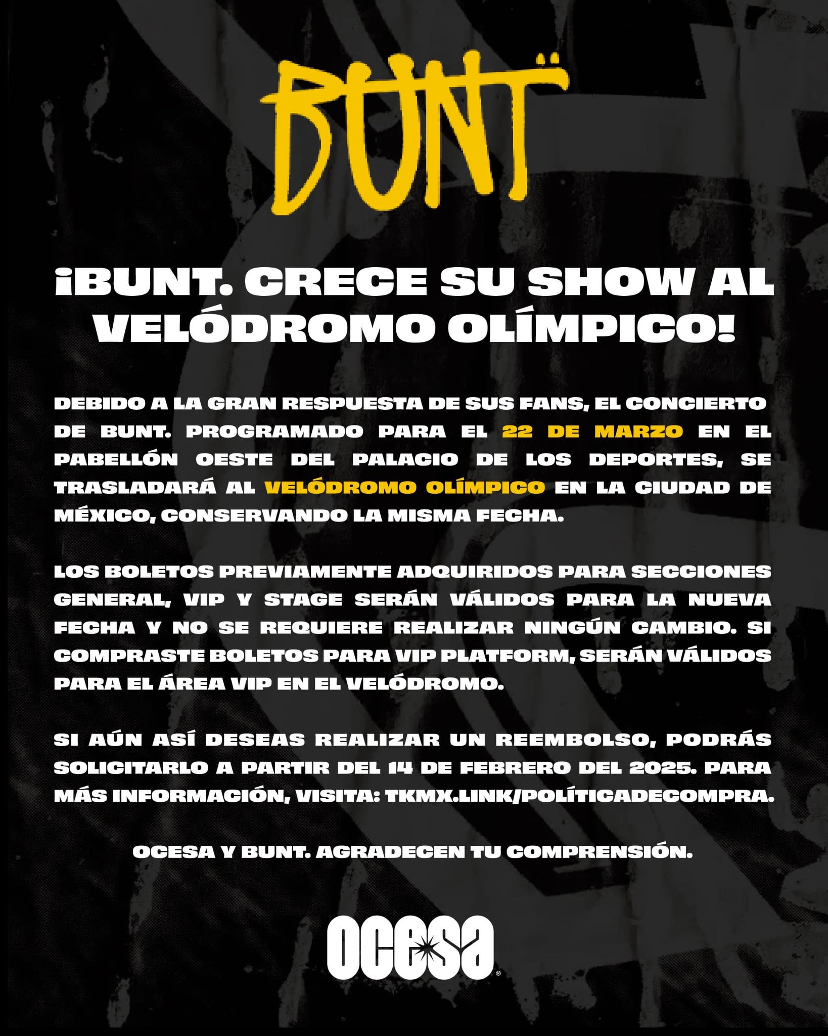 Bunt en México, comunicado