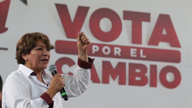 Delfina Gómez candidata de morena para la gobernatura del Estado de México encabezó evento de campaña en Jilotzingo.