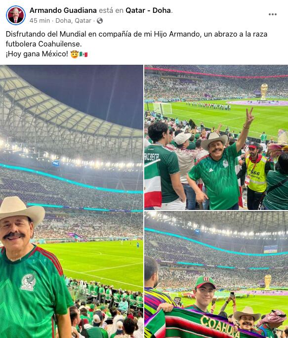 Armando Guadiana presume que está en Qatar
