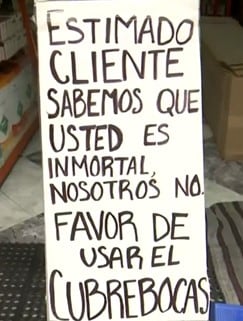 Negocio pide a clientes utilizar cubrebocas