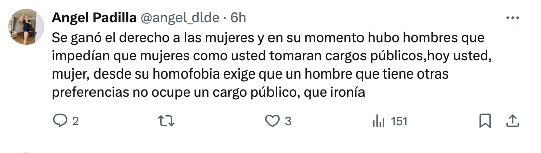 Acusan homofobia de María Elena Pérez-Jean por críticas a Genaro Lozano