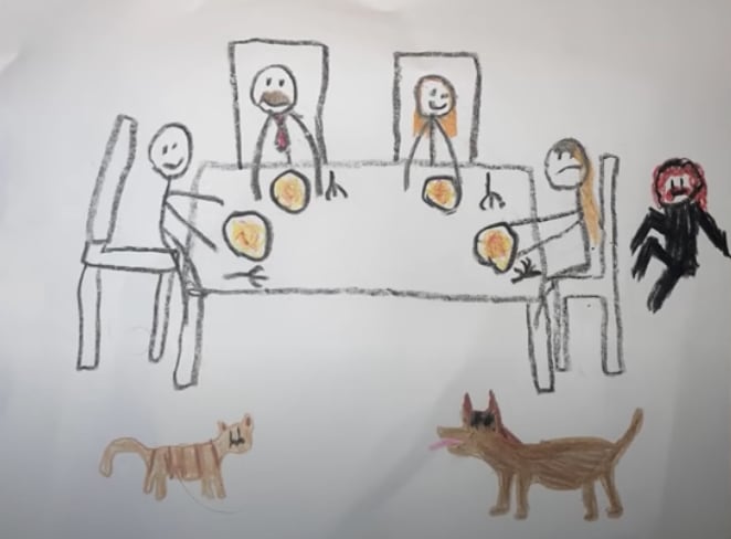 Dibujo perturbador de un niño