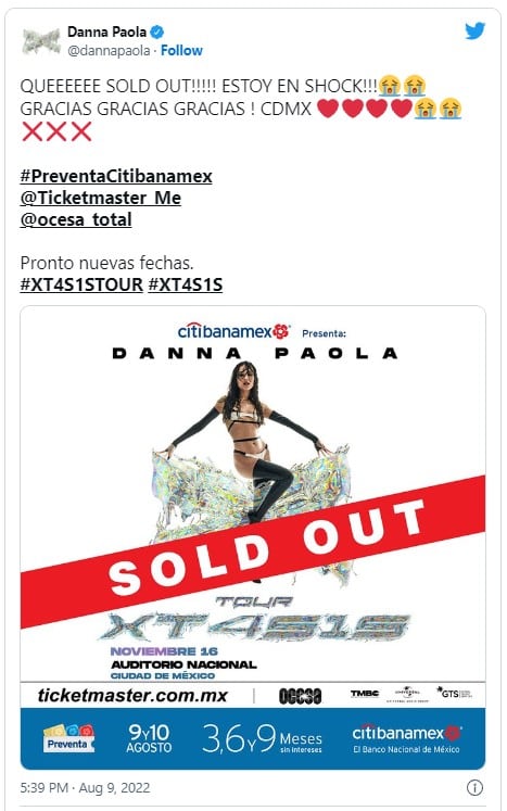 Tuit de Danna Paola