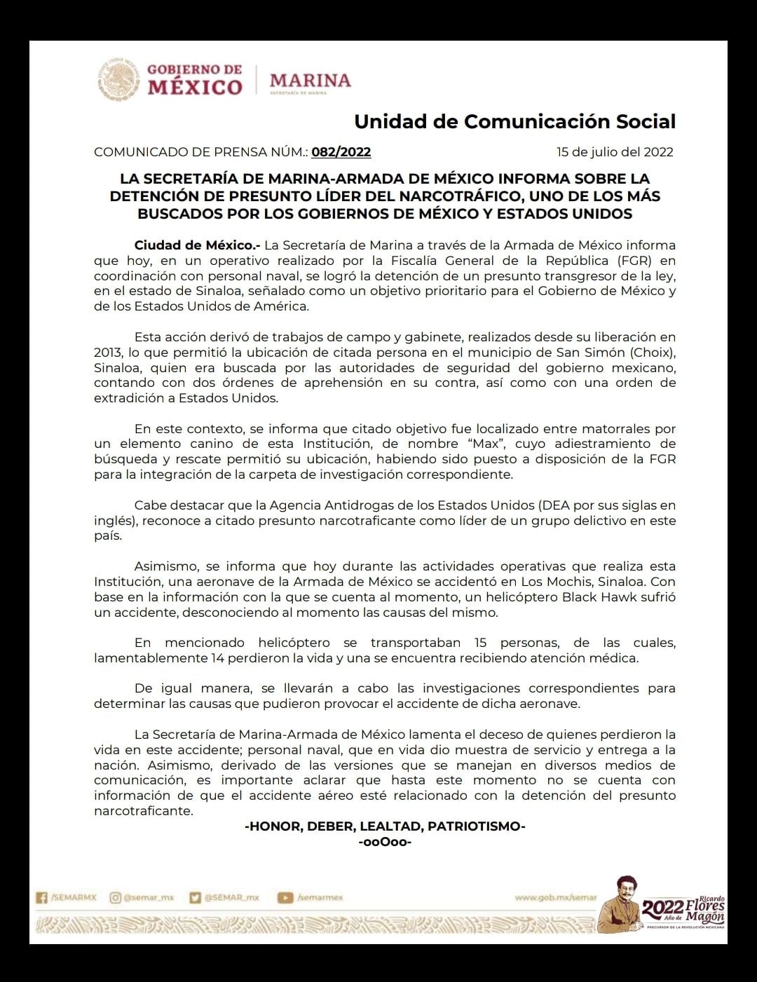 Comunicado de la SEMAR habla sobre perrito Max y su localización de Caro Quintero.